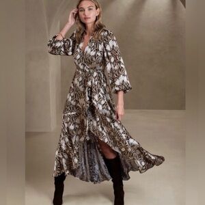 Banana Republic Fiori Floral Ruffle Wrap Maxi Dress